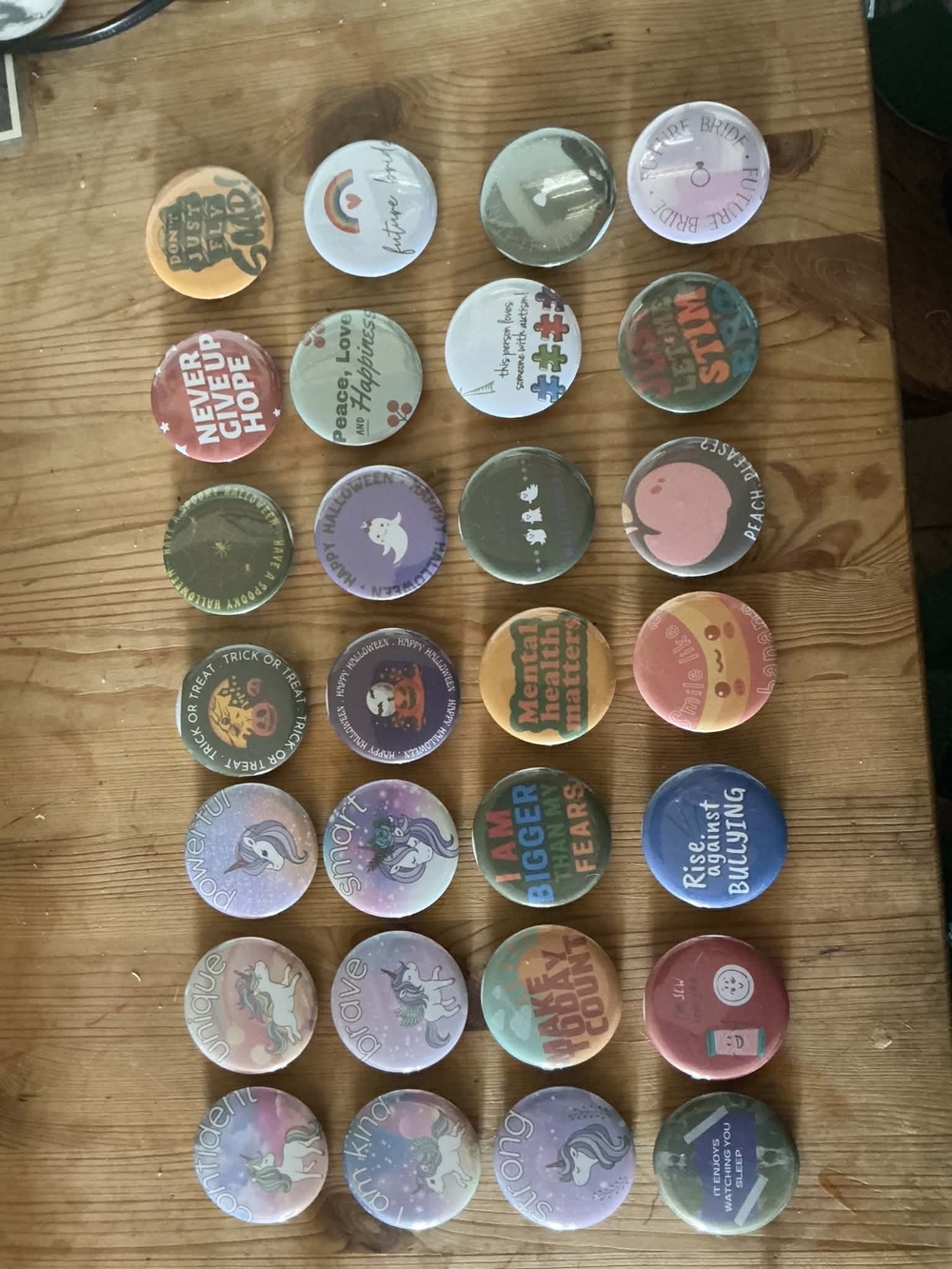 Button Pin Set - Assorted Pastel and Multicolor Designs